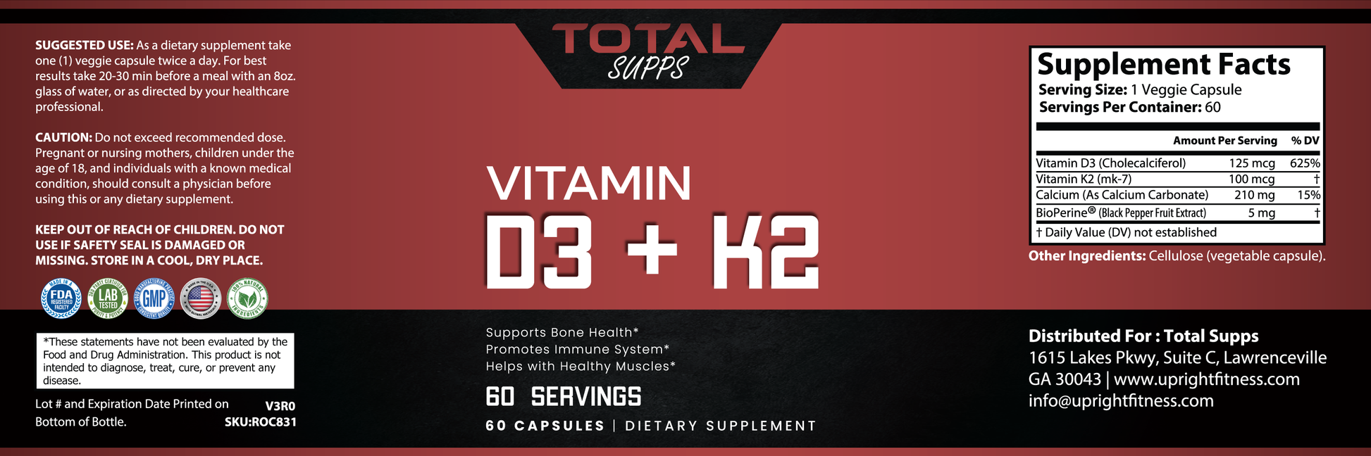 Vitamin D3 + K2
